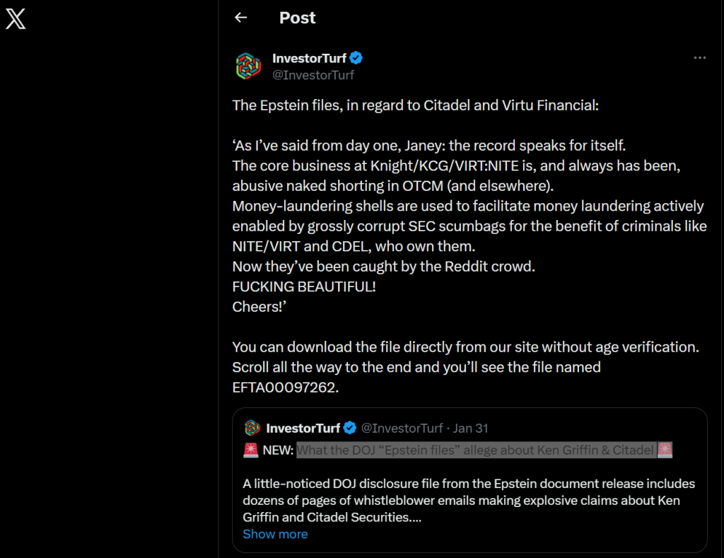 What the DOJ “Epstein files” allege about Ken Griffin & Citadel